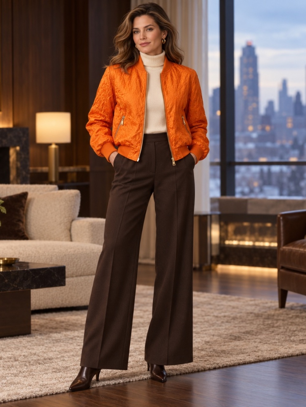Escada Orange Crinkled Silk Bomber Jacket  for fall and winter  Original $2000